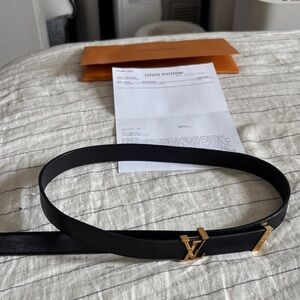Louis Vuitton Black Belt with Gold Buckle